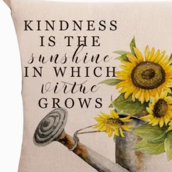 NEW KINDNESS IS THE SUNSHINE IN WHICH VIRTUE GROWS LINEN PILLOW COVER 17.7" - Picture 4 of 5
